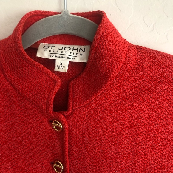St John Santana Knit Orange Blazer Size 4 - Picture 2 of 9